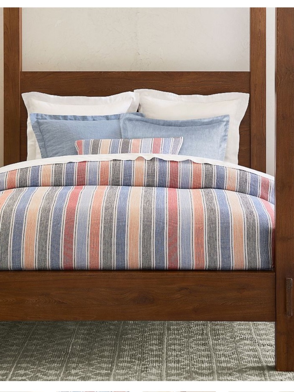 NWOT Pottery Barn Silas Striped Cotton Queen Duvet Cover